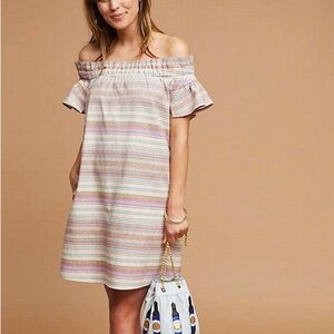 Off the shoulder ruffle-sleeve dress